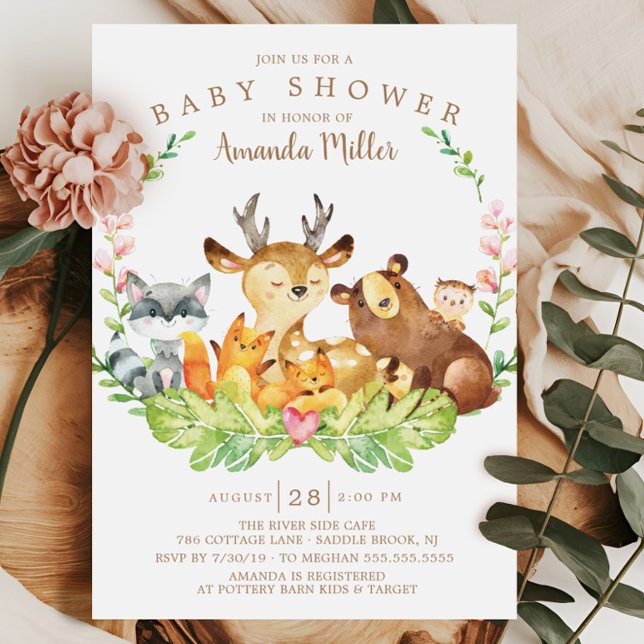 Invitación Baby Shower de animales de la selva rústica dulce (Subido por el creador)