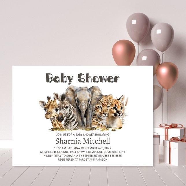 Invitación Baby Shower de animales de safari africanos (Subido por el creador)