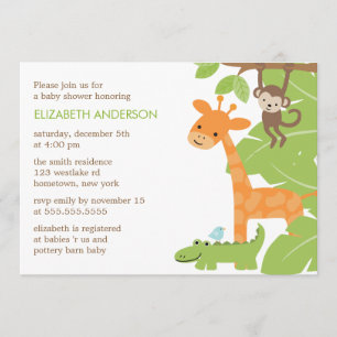Invitación Baby Shower de animales de Safari de la jungla