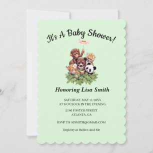 Invitación Baby Shower de animales de Safari de la jungla