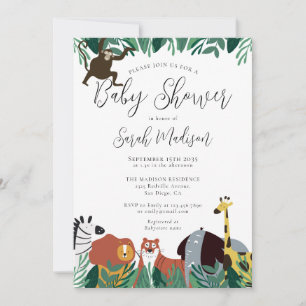 Invitación Baby Shower de animales de Safari de la jungla
