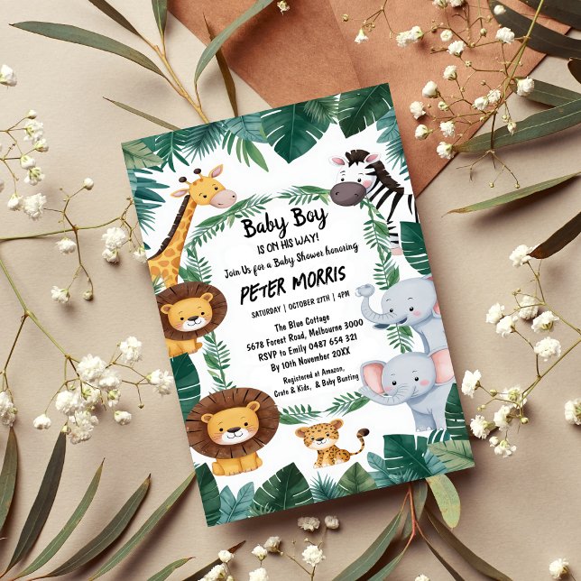 Invitación Baby Shower de animales de Safari de la jungla (Subido por el creador)