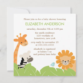 Invitación Baby Shower de animales de Safari de la jungla