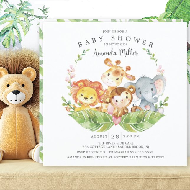 Invitación Baby Shower de animales de Safari de la jungla dul (Subido por el creador)