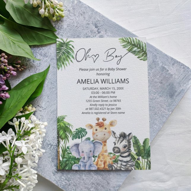 Invitación Baby Shower De Animales De Safari De La Selva De O (Subido por el creador)