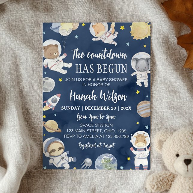 Invitación Baby Shower de animales de Safari en el espacio ul (Subido por el creador)