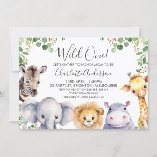 Invitación Baby Shower de animales de Safari Neutrales de Gén