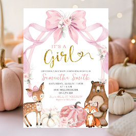 Invitación Baby Shower de animales de Woodland de Calabaza Ro