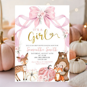 Invitación Baby Shower de animales de Woodland de Calabaza Ro