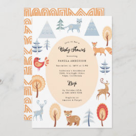 Invitación Baby Shower De Animales De Woodland De Estilo Étni