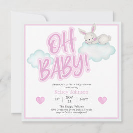 Invitación Baby Shower de animales de Woodland Pink Oh Baby