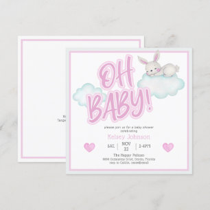 Invitación Baby Shower de animales de Woodland Pink Oh Baby