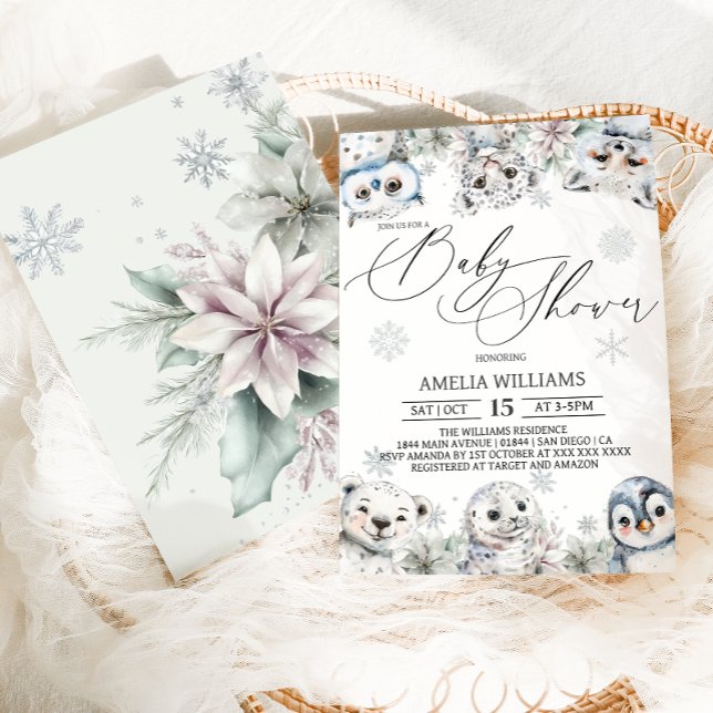 Invitación Baby Shower de animales del Ártico (Subido por el creador)