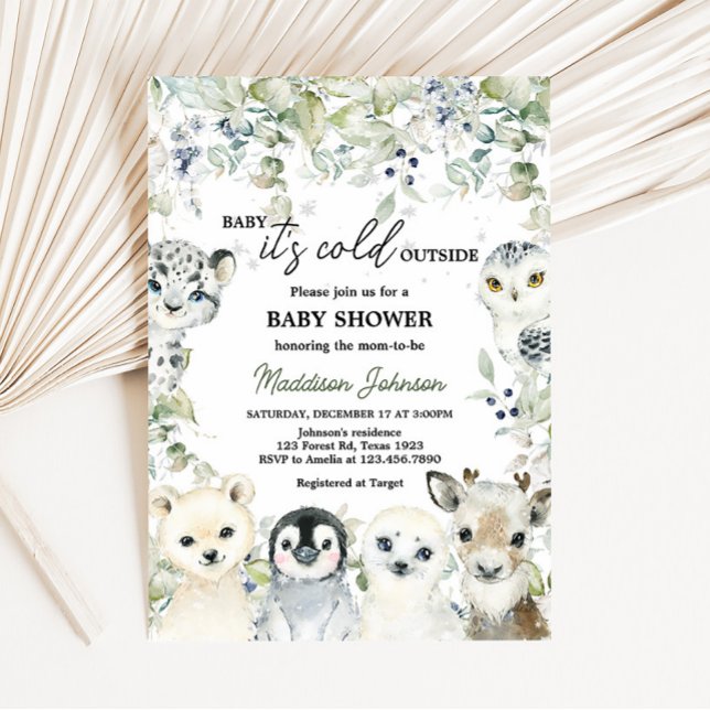 Invitación Baby Shower de animales del Ártico (Cold Outside Arctic Animals Baby Shower Invitation)