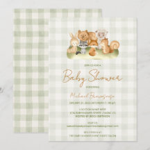Baby Shower de Animales del Bosque a Cuadros