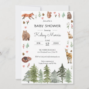Invitación Baby Shower de animales del bosque de Woodland Wat