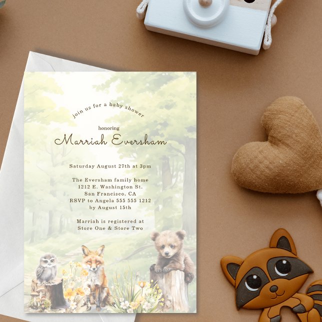 Invitación Baby Shower de animales del bosque de Woodland Wat (Subido por el creador)