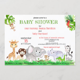Invitación Baby Shower de animales del zoológico de Safari de