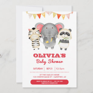 Invitación Baby Shower de animales Fiestas salvajes