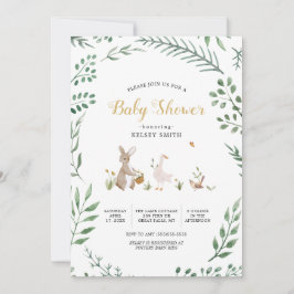 Invitación Baby Shower de Animales Forestales de Woodland Vin