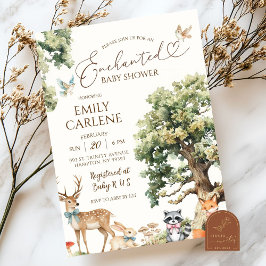 Invitación Baby Shower de animales forestales encantados