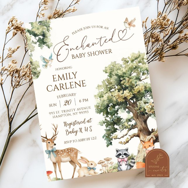 Invitación Baby Shower de animales forestales encantados (Subido por el creador)