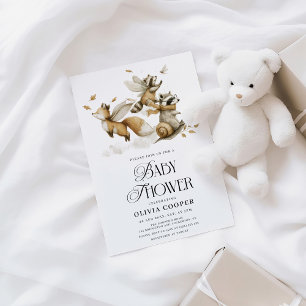 Invitación Baby Shower de Animales Forestales Whimsical