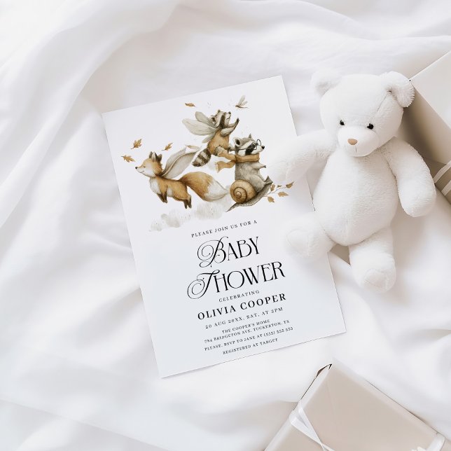 Invitación Baby Shower de Animales Forestales Whimsical (Subido por el creador)
