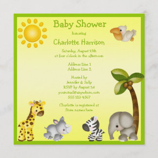 Invitación Baby Shower De Animales Safari Cutos
