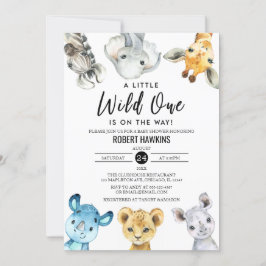Invitación Baby Shower de Animales Safari Neutral Wild One