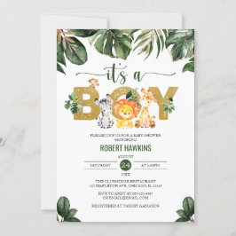 Invitación  Baby Shower de animales salvajes de la jungla