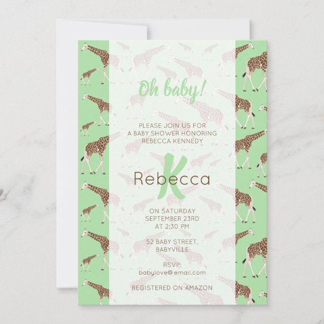 Invitación Baby Shower de animales salvajes de la jungla de j (Anverso)