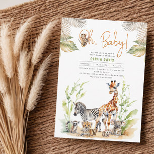 Invitación Baby Shower de animales salvajes de la jungla de S