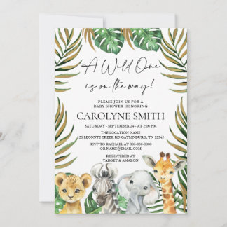 Invitación Baby Shower de animales salvajes de la jungla de u