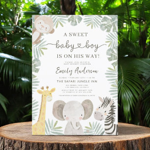 Invitación Baby Shower de animales salvajes de la jungla de u