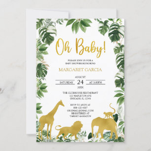 Invitación Baby Shower de animales salvajes de la jungla ver