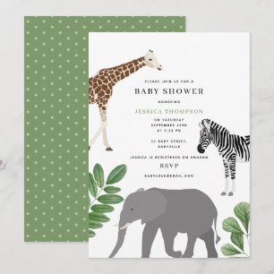 Invitación Baby Shower de animales salvajes de Safari neutro 