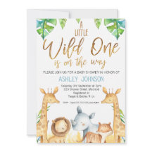 Invitación Baby Shower de animales salvajes de un
