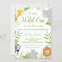 Invitación Baby Shower de animales salvajes de un