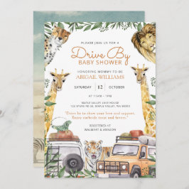 Invitación Baby Shower de animales salvajes Safari conducidos