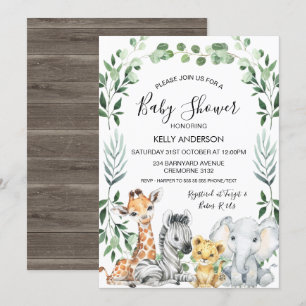 Invitación Baby Shower de animales salvavidas de la floración