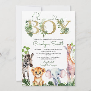 Invitación Baby Shower de animales salvavidas de la jungla tr