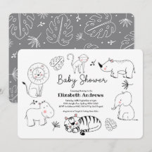 Baby Shower de animales salvavidas de la selva mod