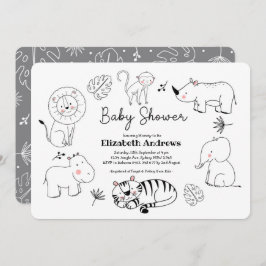 Invitación Baby Shower de animales salvavidas de la selva mod