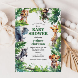 Invitación Baby Shower de animales tropicales de Safari de la