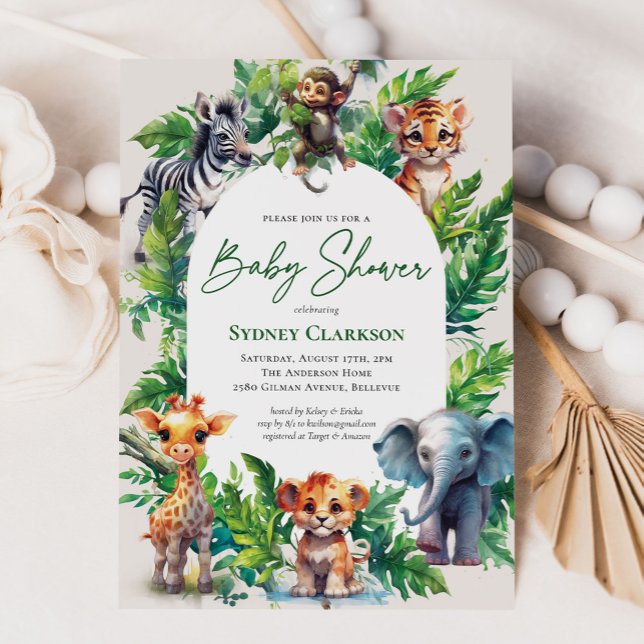 Invitación Baby Shower de animales tropicales de Safari de la (Subido por el creador)