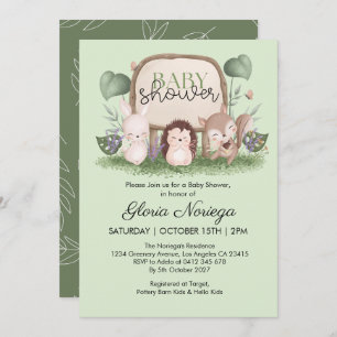 Invitación Baby Shower de Animales Woodland de la vegetación