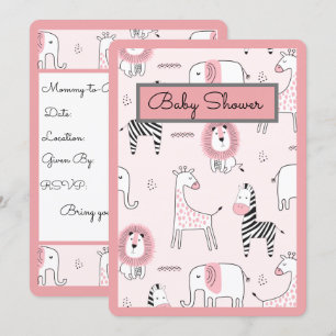 Invitación Baby Shower de animales zoológicos