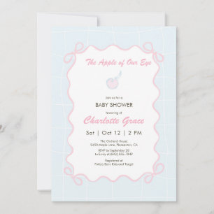 Invitación Baby Shower de Apple azul Pastel
