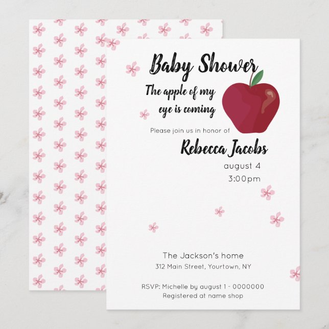 Invitación Baby Shower de Apple of my eye (Anverso / Reverso)